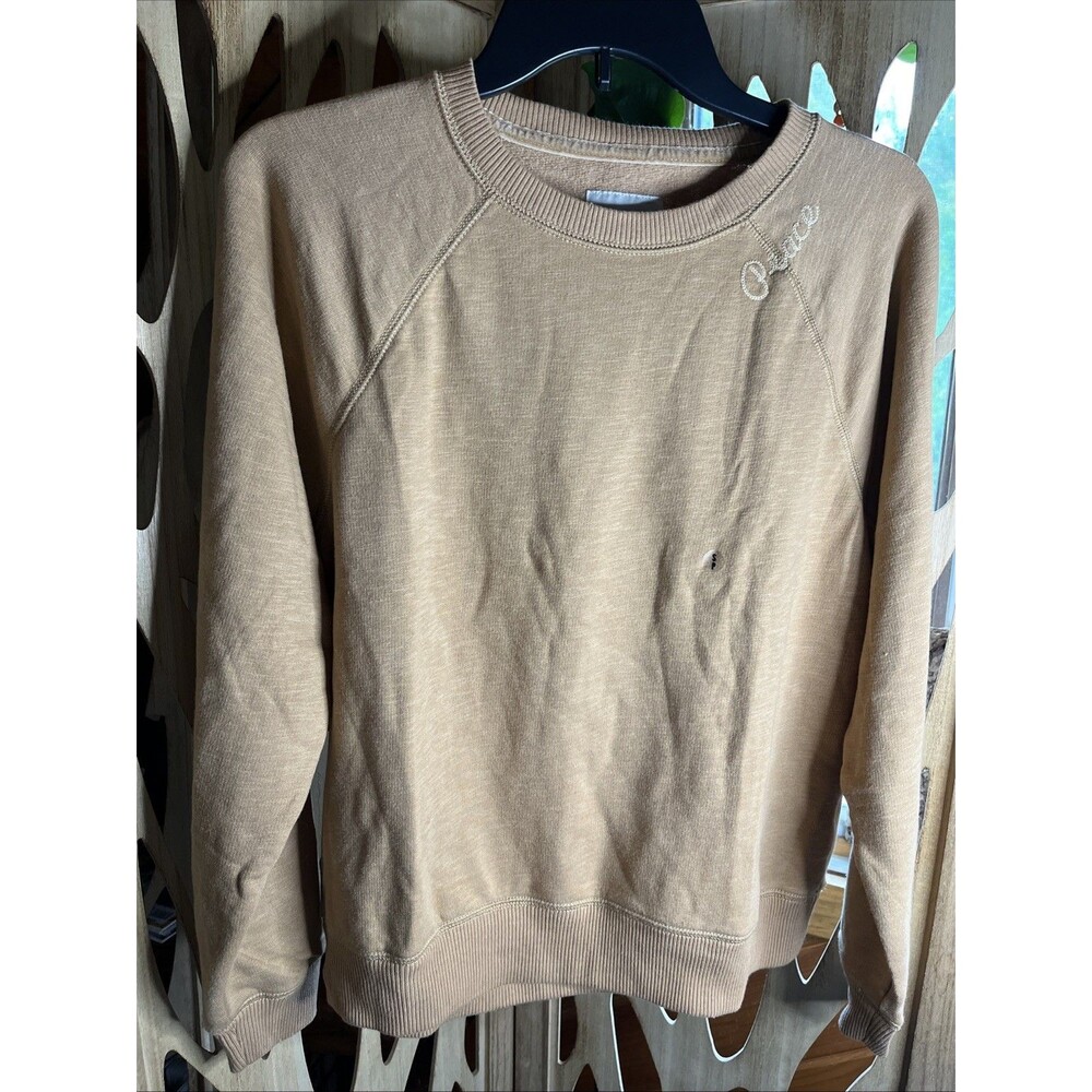 American Eagle Long Sleeve Sweatshirt Peace Embroidered Camel Color SM Crewneck